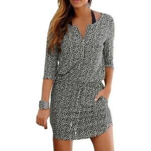 Lascana Women’s Floral Zip Detail Mini Dress Size 4 Stretch Flattering Stretch